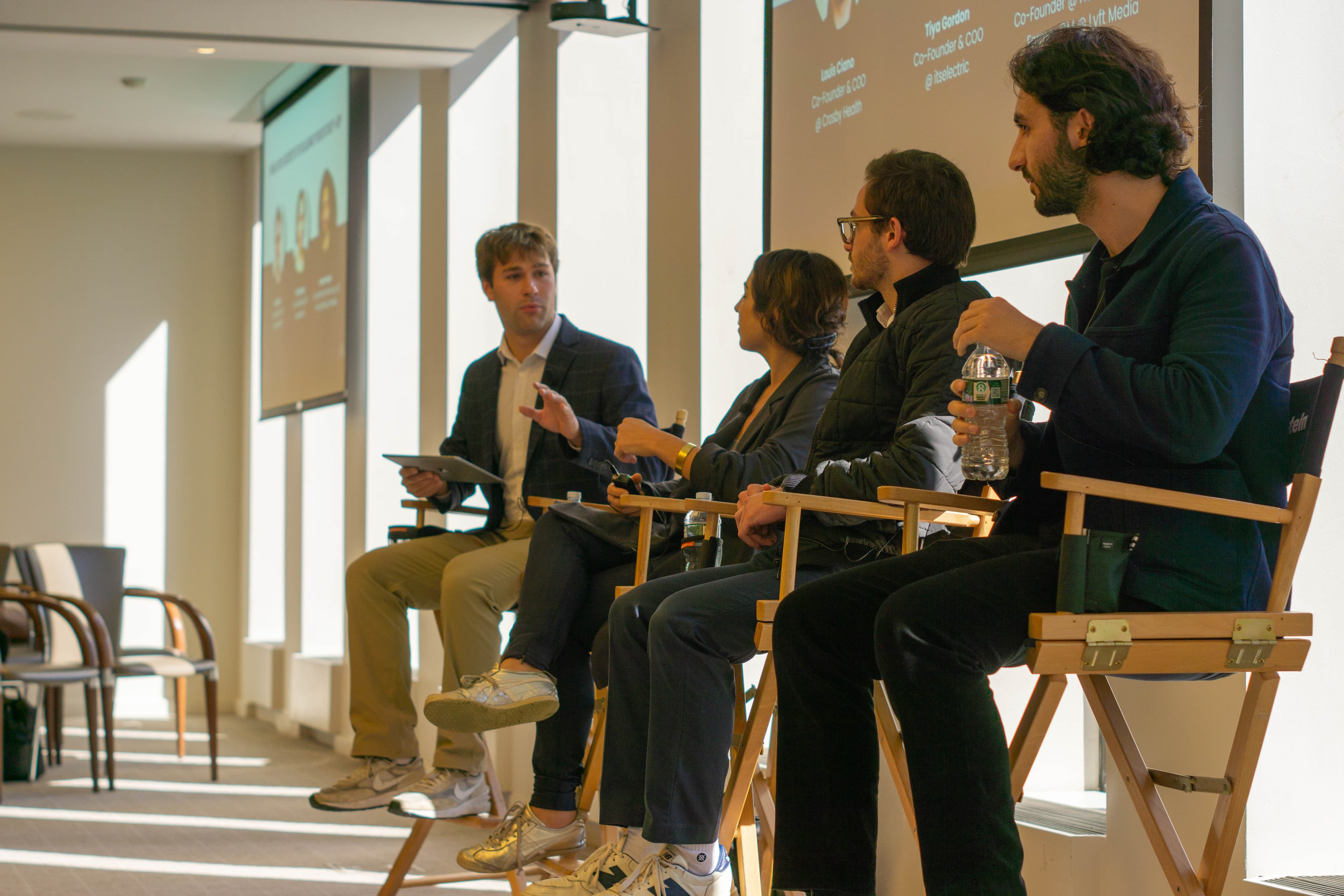 A founder and investor panel on stage at an NGEN event